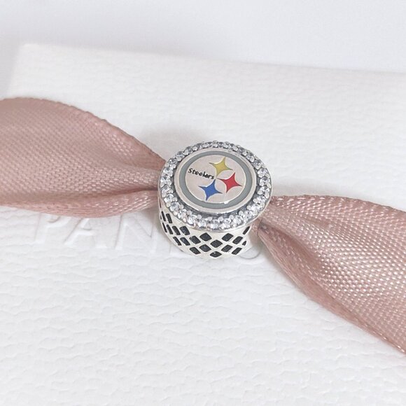 Pandora Pittsburgh Steelers NFL Logo Charm Bead S925 Silver with box - Picture 7 of 8
